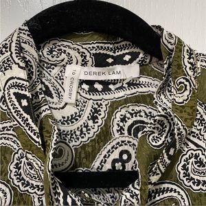 Derek Lam 10 Crosby Green Paisley Blouse size 6 small